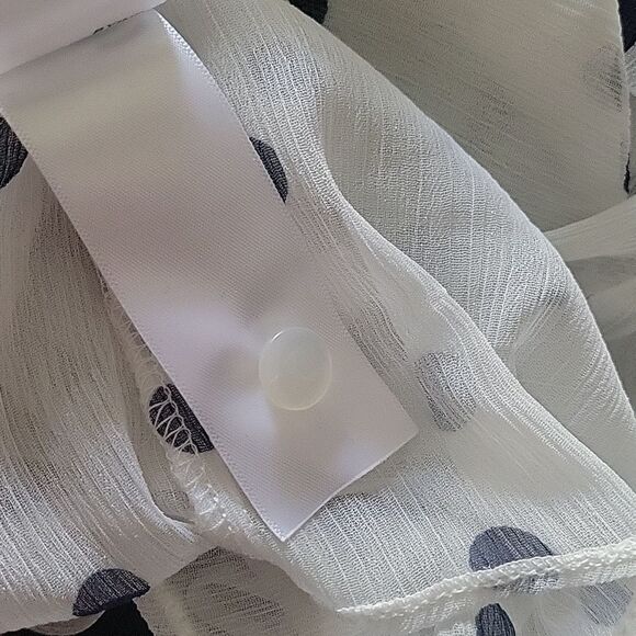 NWT Chiffon Ruffle Blouse Sz S Coquette Feminine Polka Dot Retro Sheer Modest - Picture 9 of 10